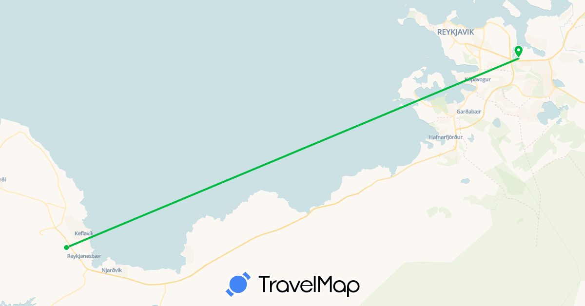 TravelMap itinerary: bus in Iceland (Europe)